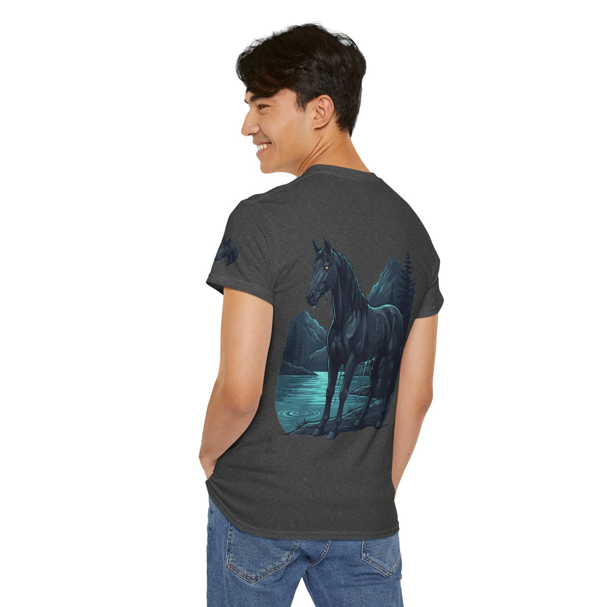 Color: Dark Heather | Kelpie (Scottish Folklore) Premium Graphic Tee