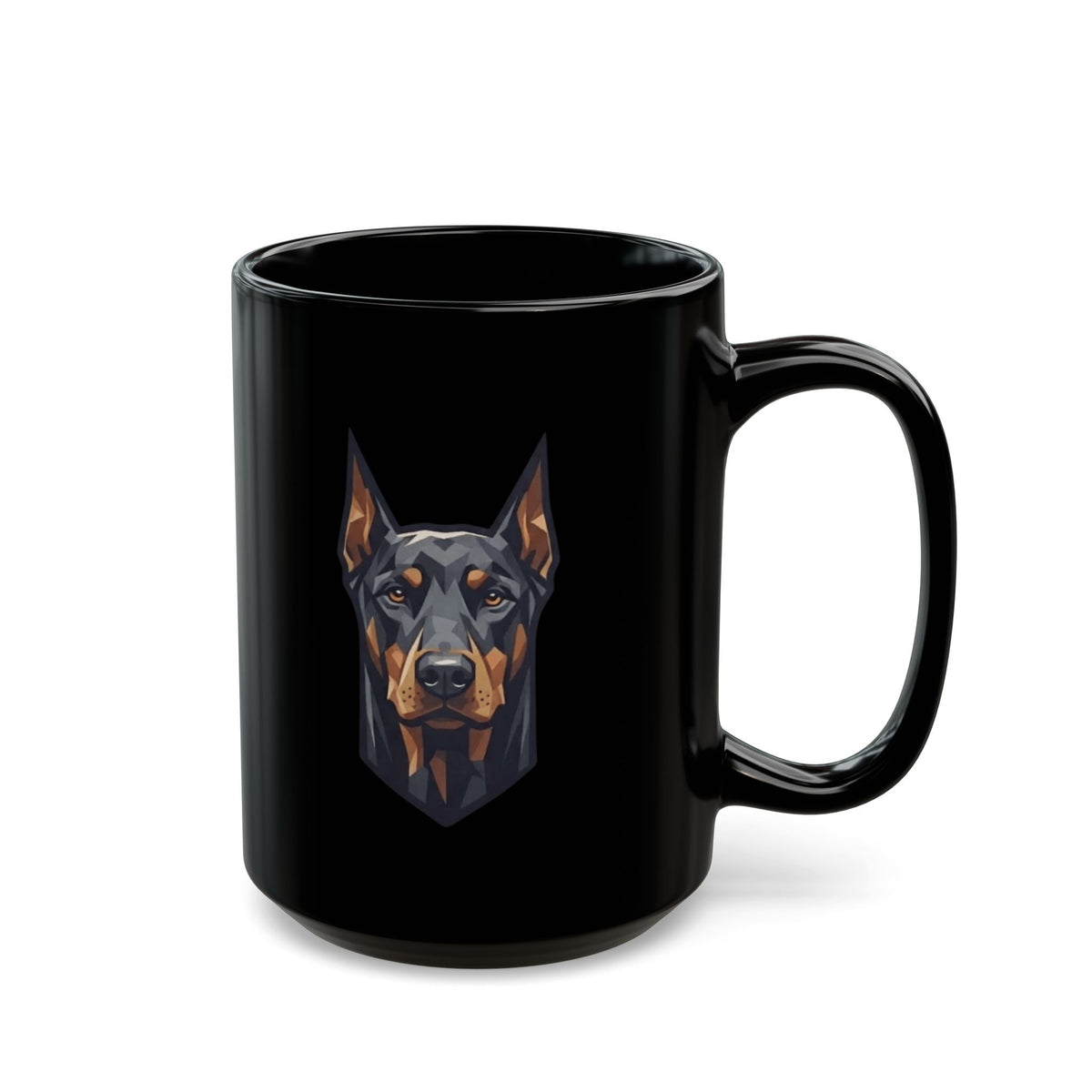 "Doberman Defender" Black Ceramic Mug — Graphic