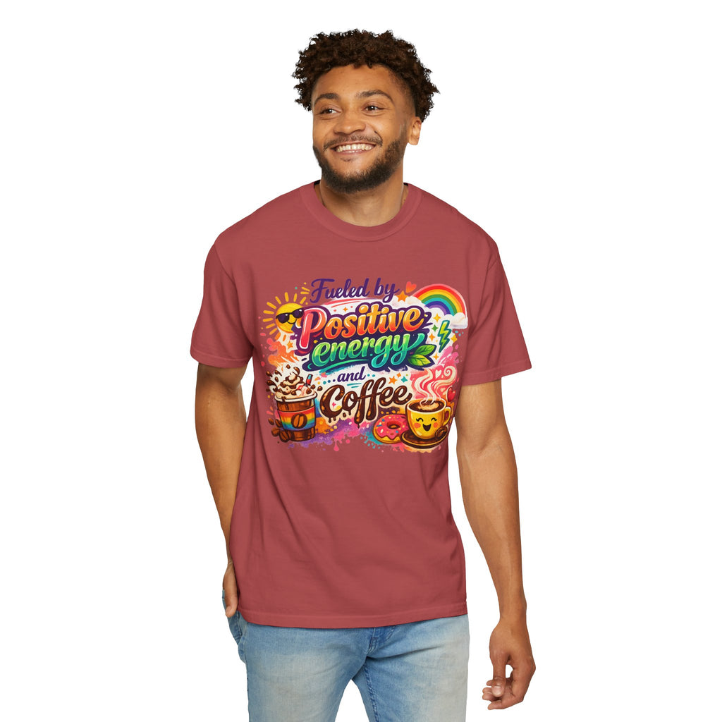 "The Caffeine-Induced Optimist" Unisex Garment-Dyed T-shirt