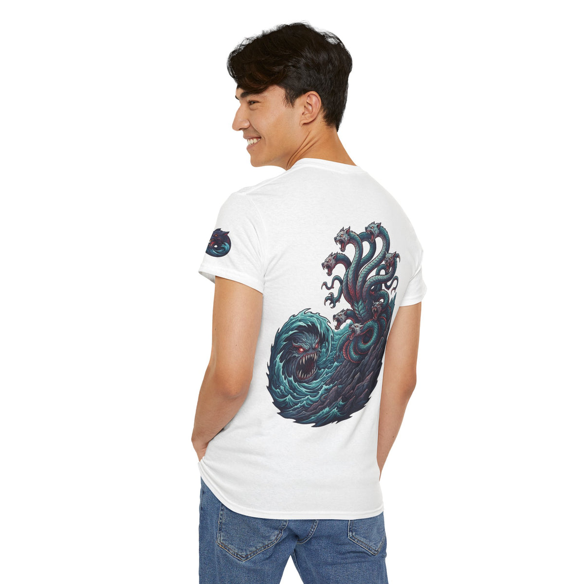 Color: White | Charybdis and Scylla (Greek Mythology) Premium Graphic Tee