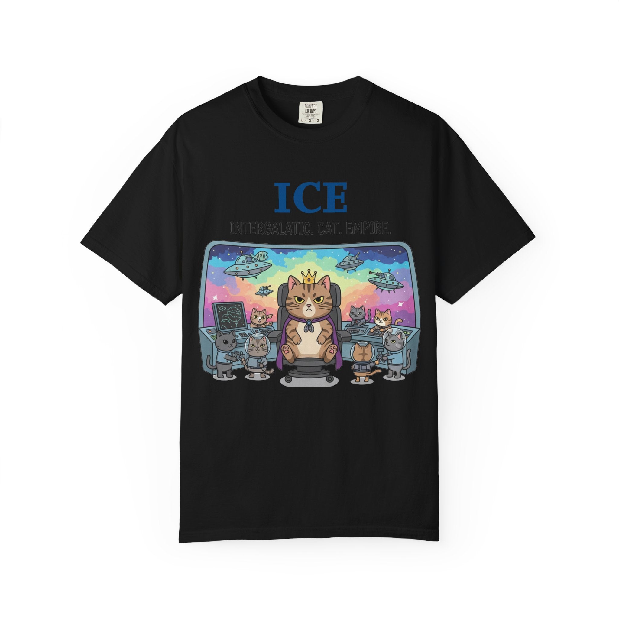 "ICE (Intergalactic Cat Empire)" Unisex Garment-Dyed T-shirt