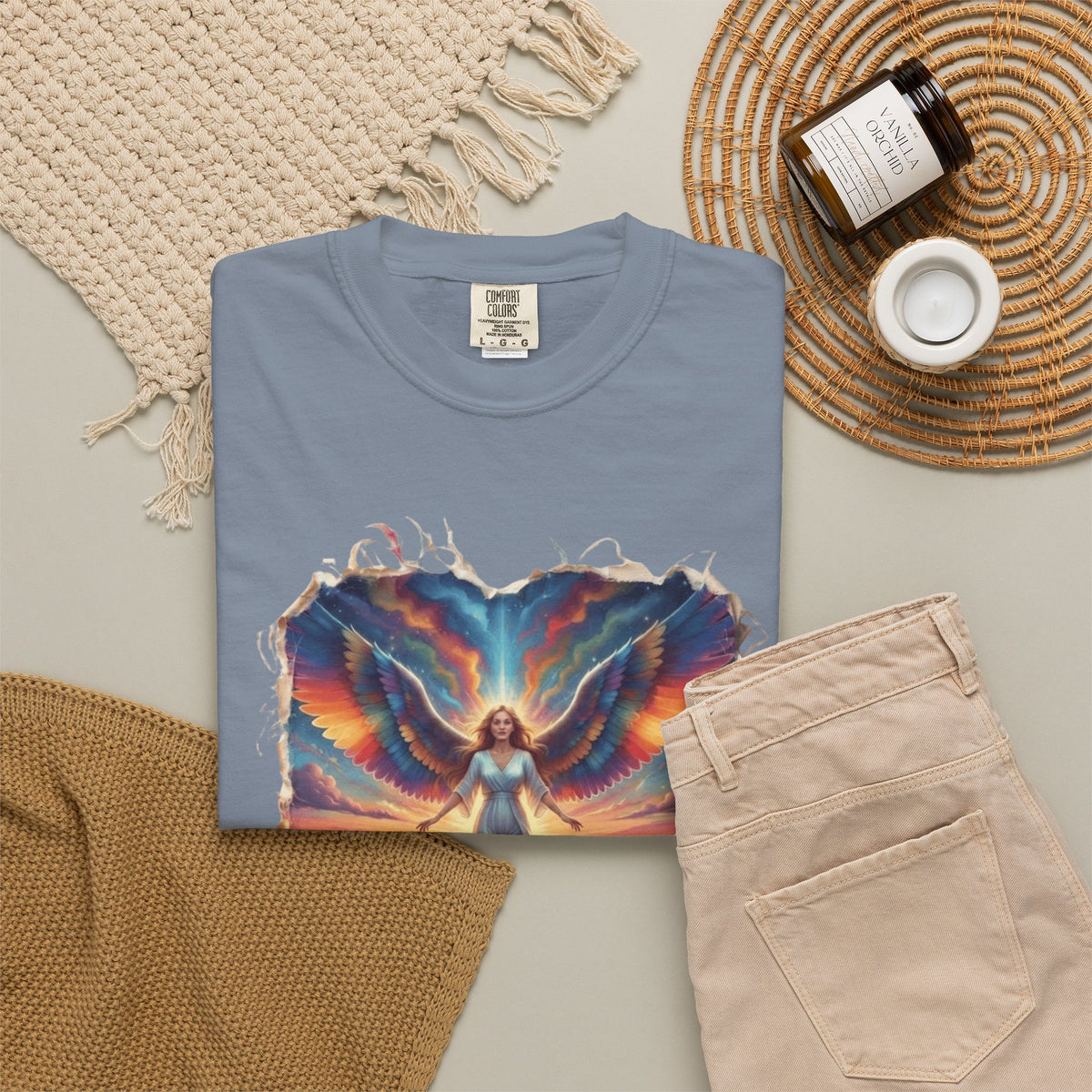 "Rainbow Angel" Unisex Garment-Dyed Tee