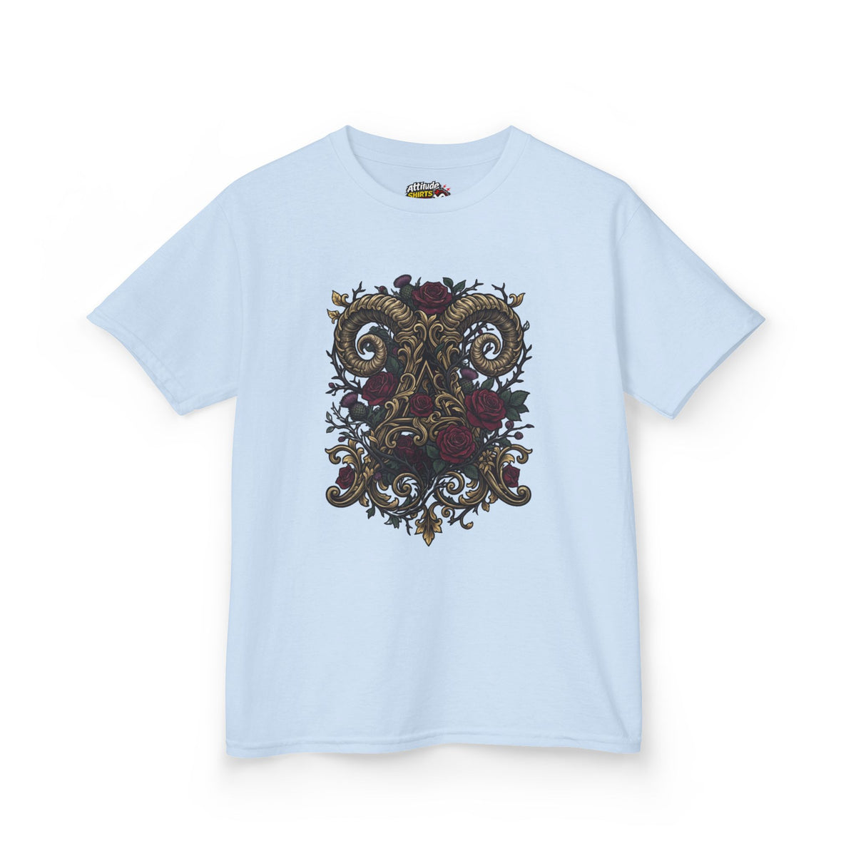 Color: Light Blue | Floral Monogram Aries Kids Tee