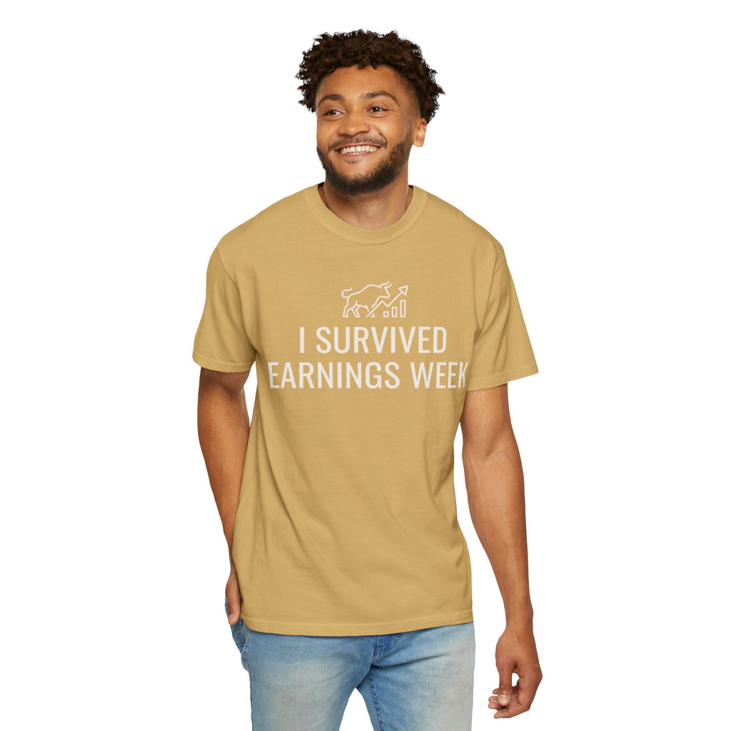 "I Survied Earnings Week" Unisex Garment-Dyed Tee