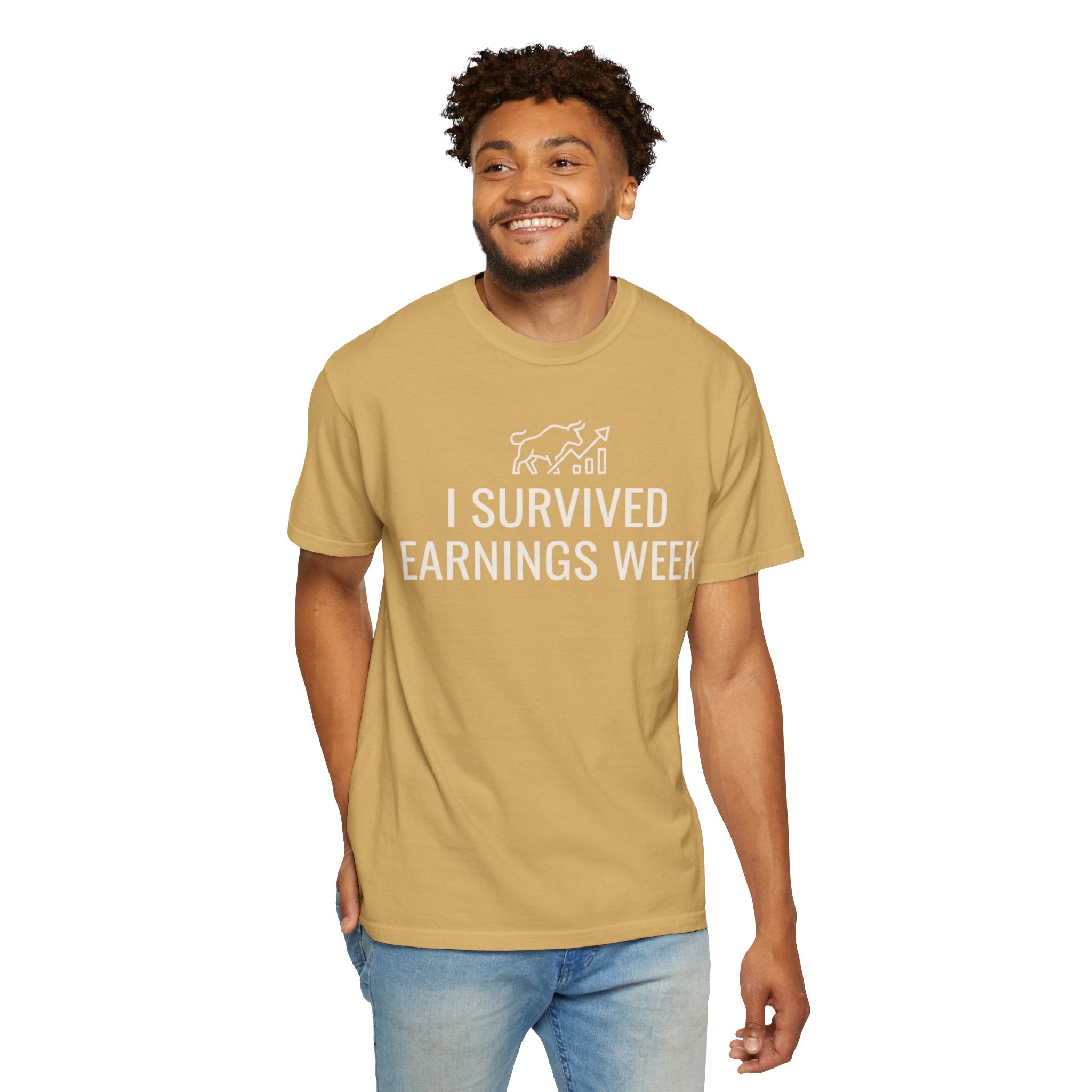 "I Survied Earnings Week" Unisex Garment-Dyed Tee