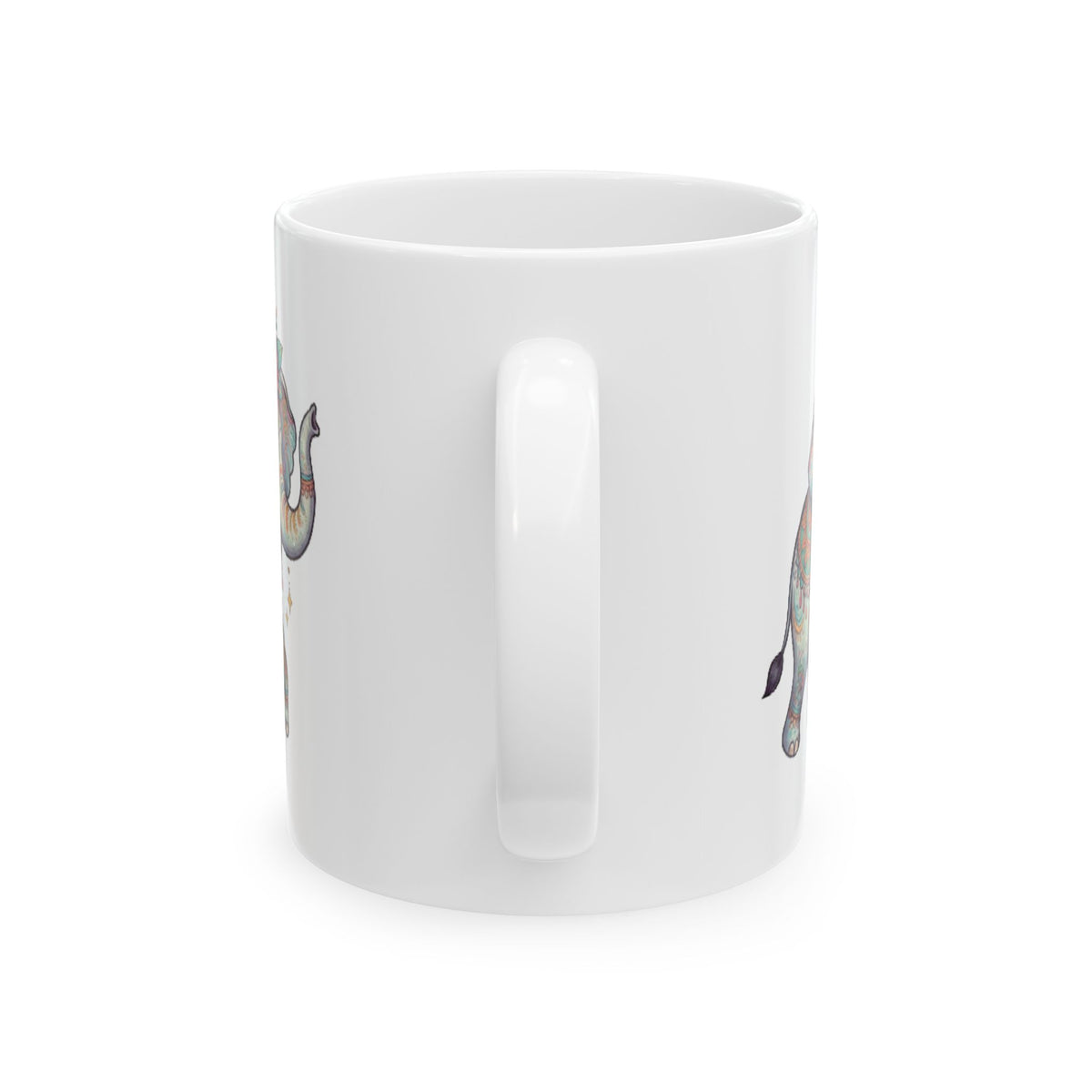 "Hippy Elephant" White Ceramic Mug