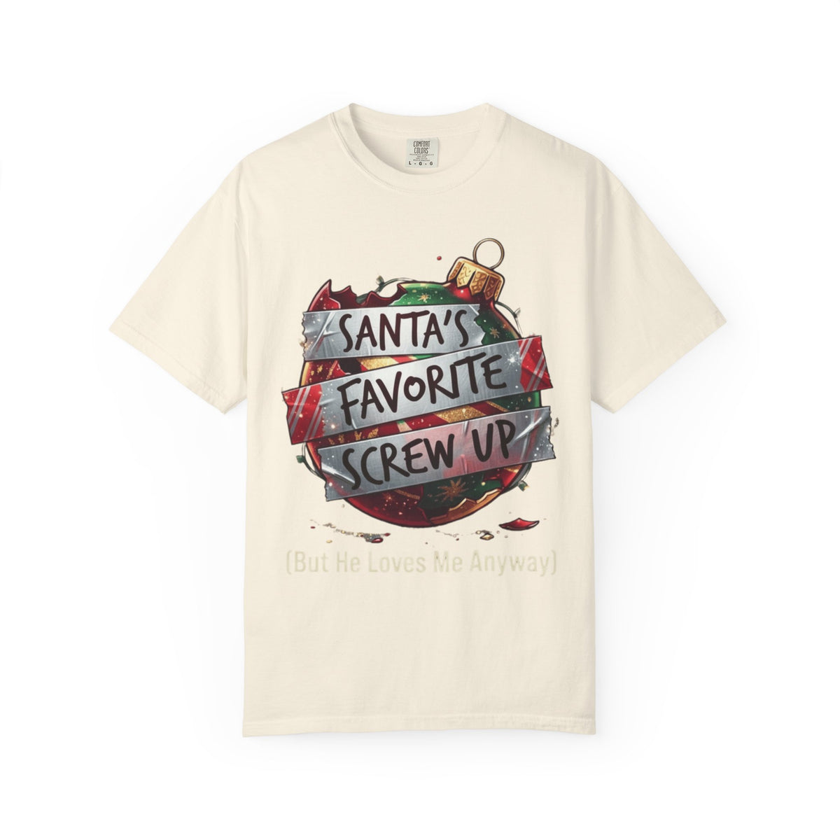 Color: Ivory | Santa's Favorite Screw Up Unisex Garment-Dyed Tee