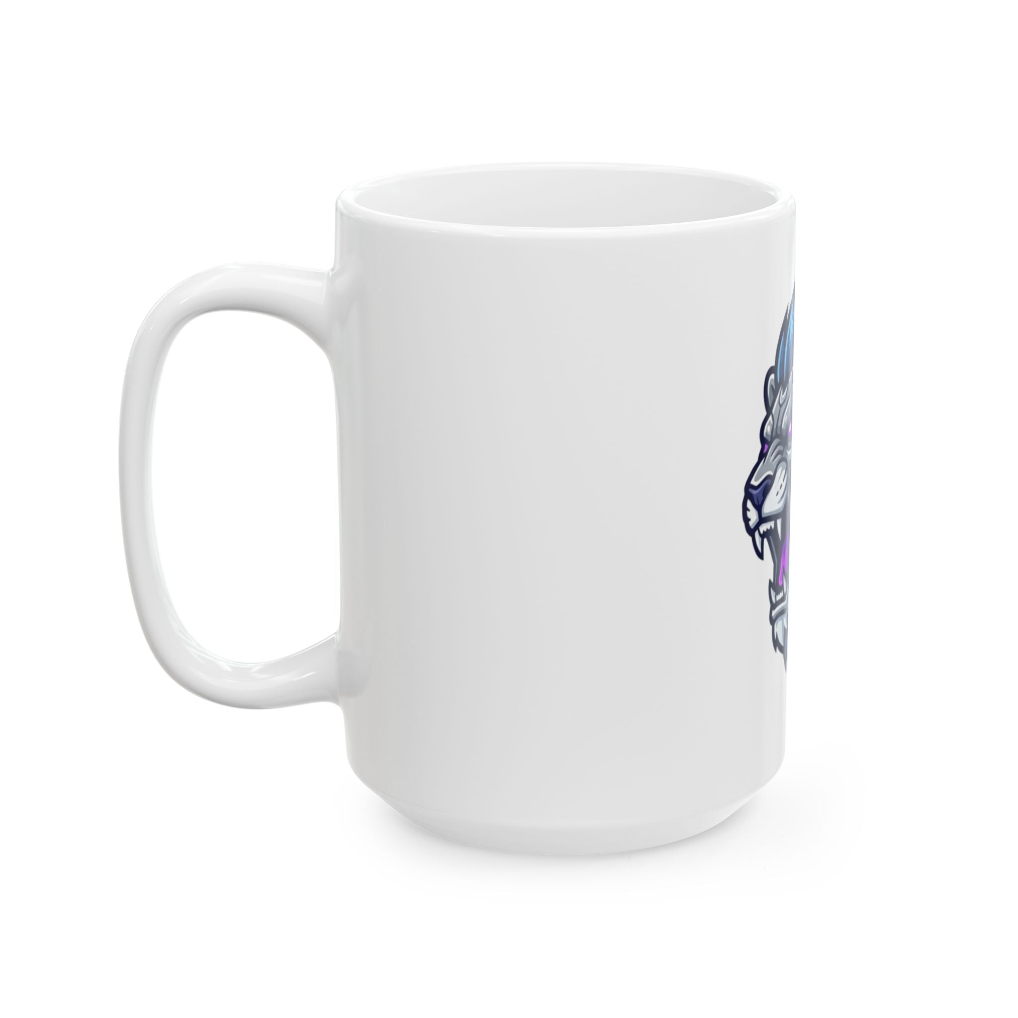 "Cyber Lion" White Ceramic Mug — Graphic