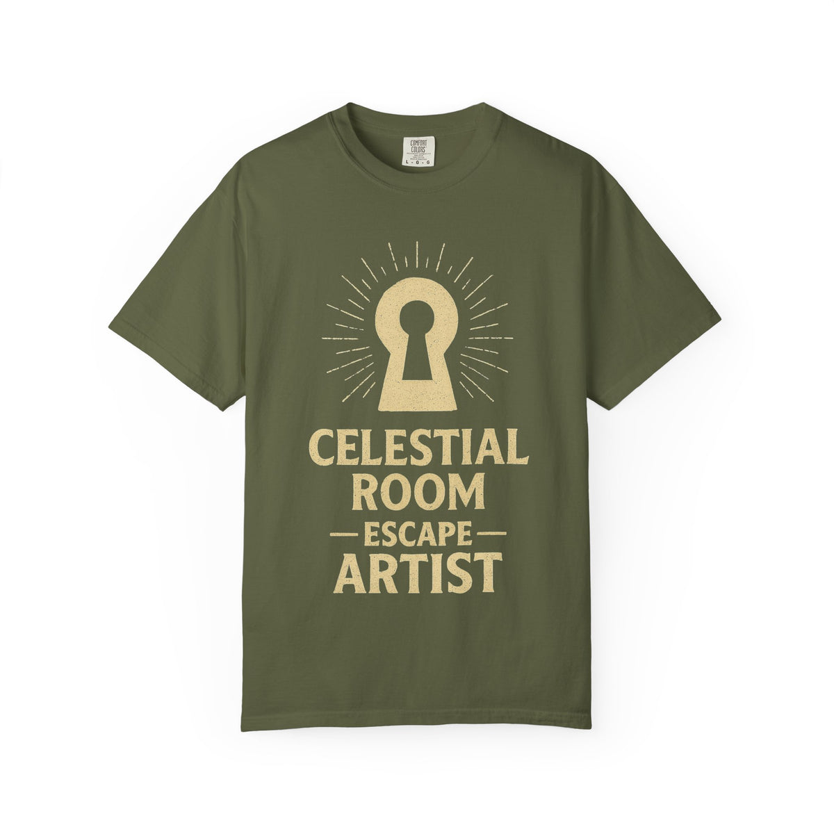 Color: Hemp | Celestial Room Escape Artist Unisex Garment-Dyed T-shirt