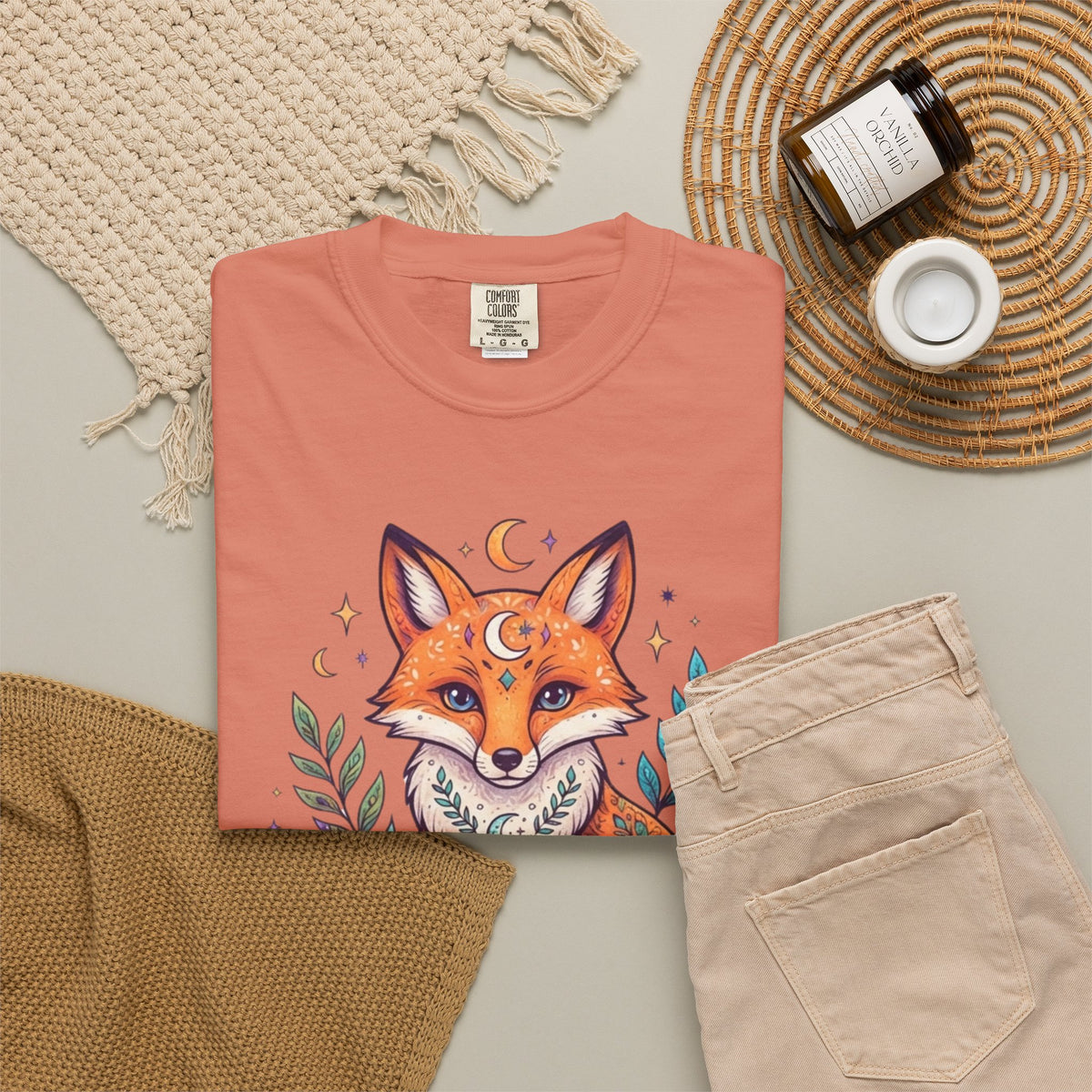 "Hippy Fox" Unisex Garment-Dyed Tee