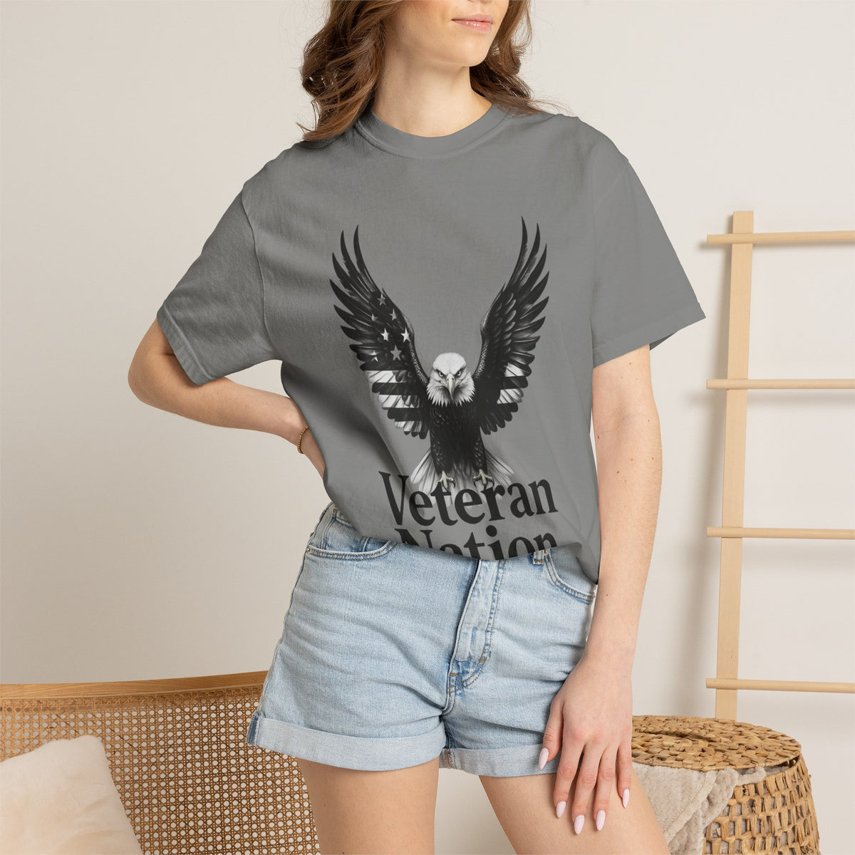 Color: Granite | Veteran Nation Unisex Garment-Dyed T-shirt