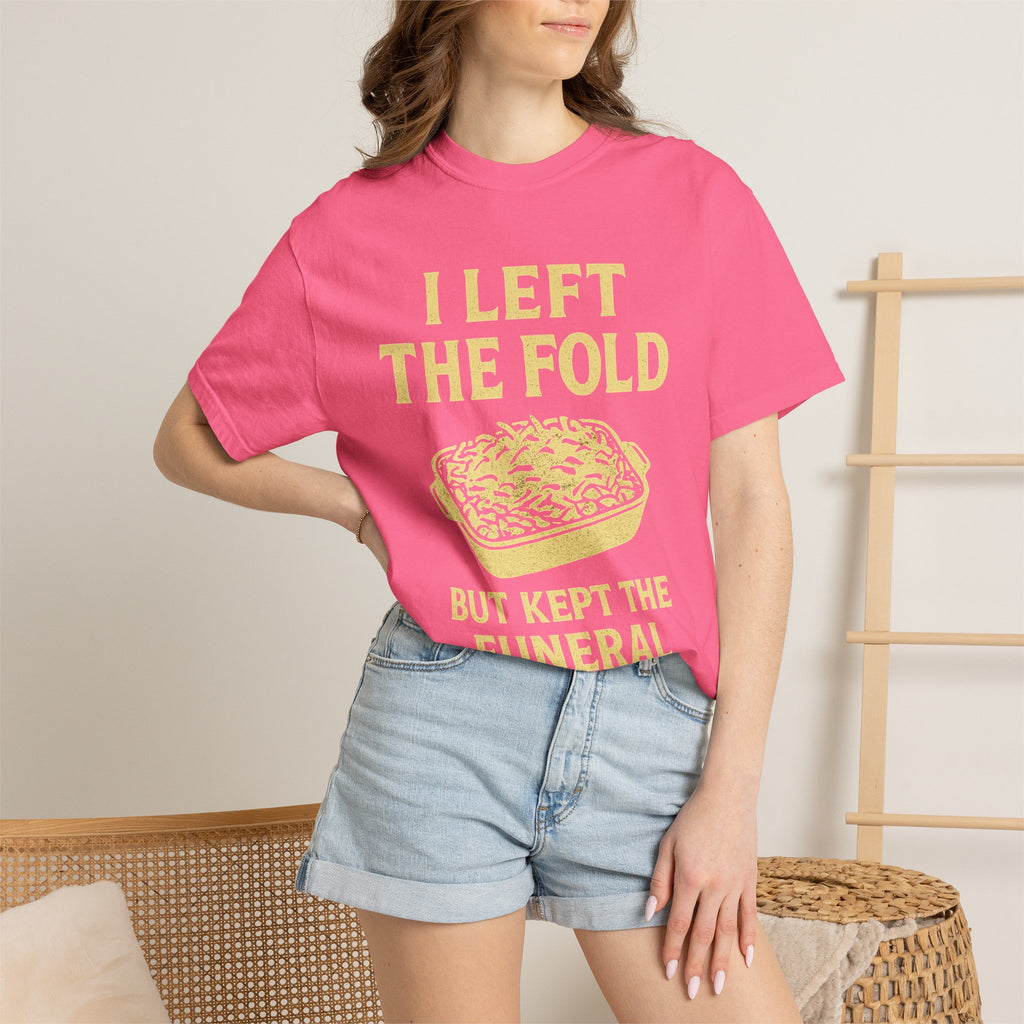 "Left the Fold, Kept the Funeral Potatoes" Unisex Garment-Dyed T-shirt