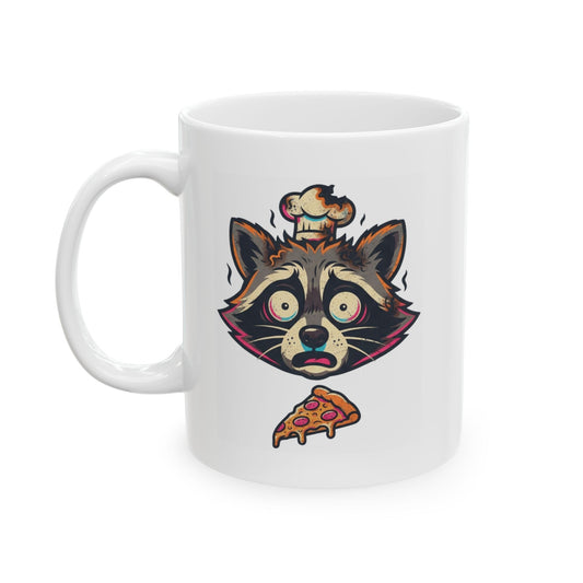 "Frozen Pizza in a Hot Oven" White Ceramic Mug — Graphic