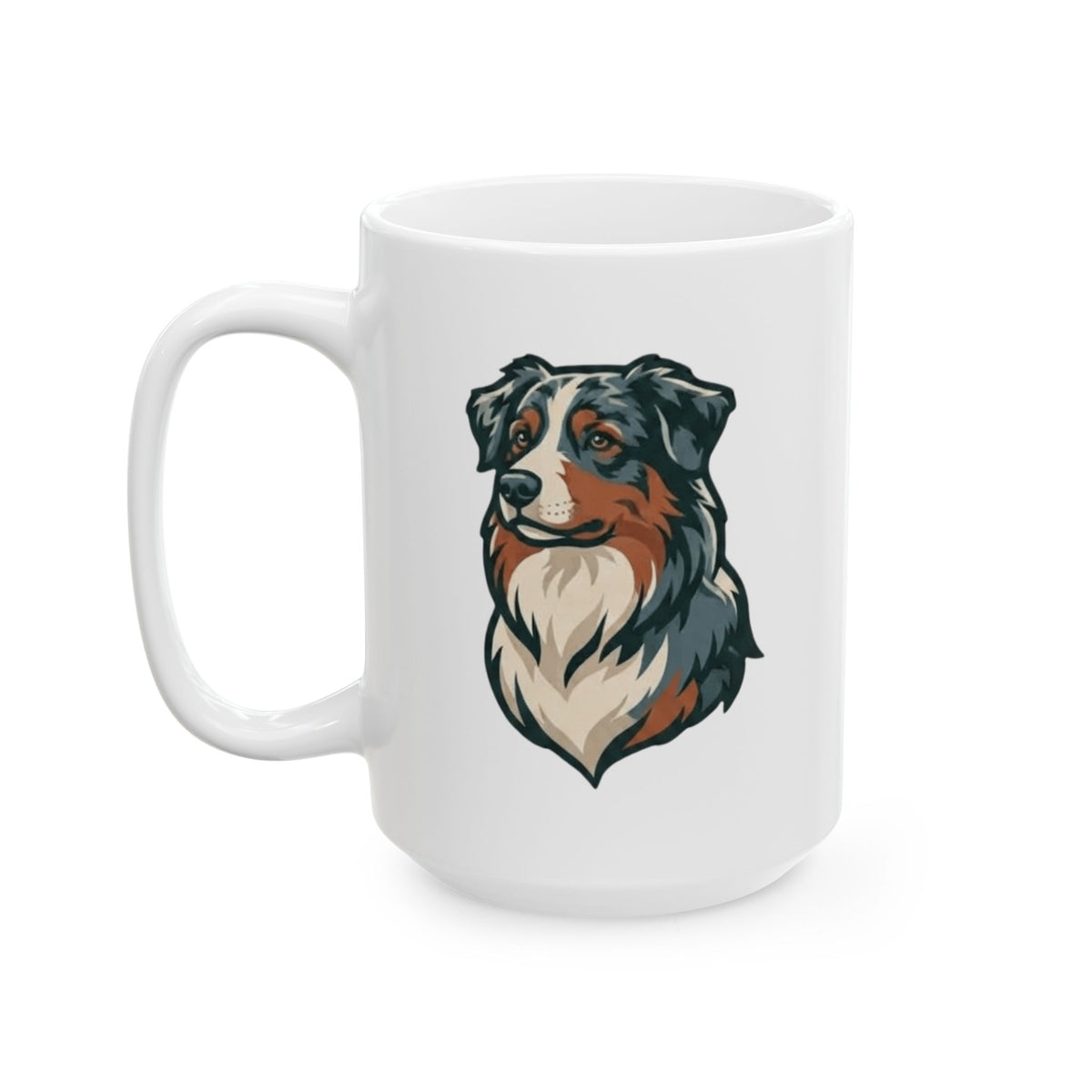 "Australian Sheperd" White Ceramic Mug — Graphic