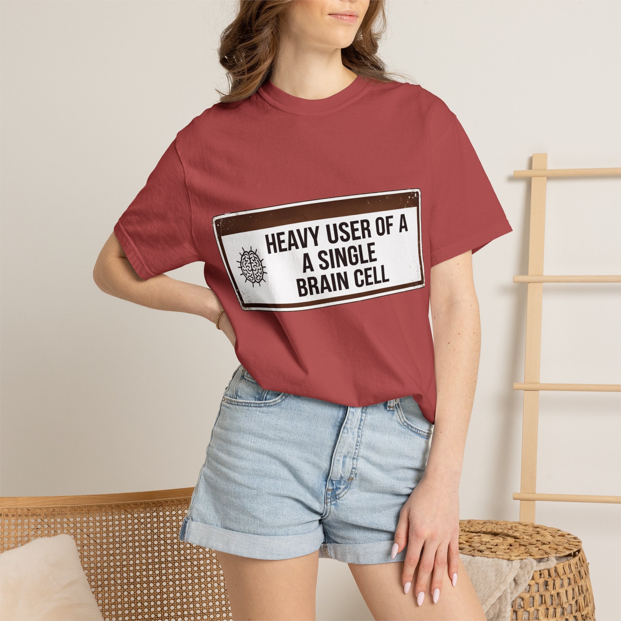 “Heavy User of a Single Brain Cell” Unisex Garment-Dyed T-shirt