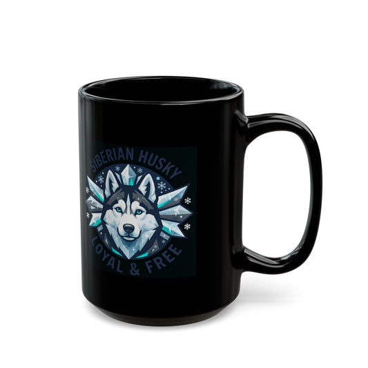 "Siberian Husky Loyal & Free" Black Ceramic Mug