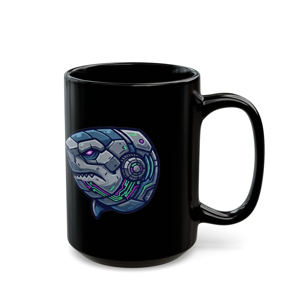 "Cyber Shark" Black Ceramic Mug — Graphic