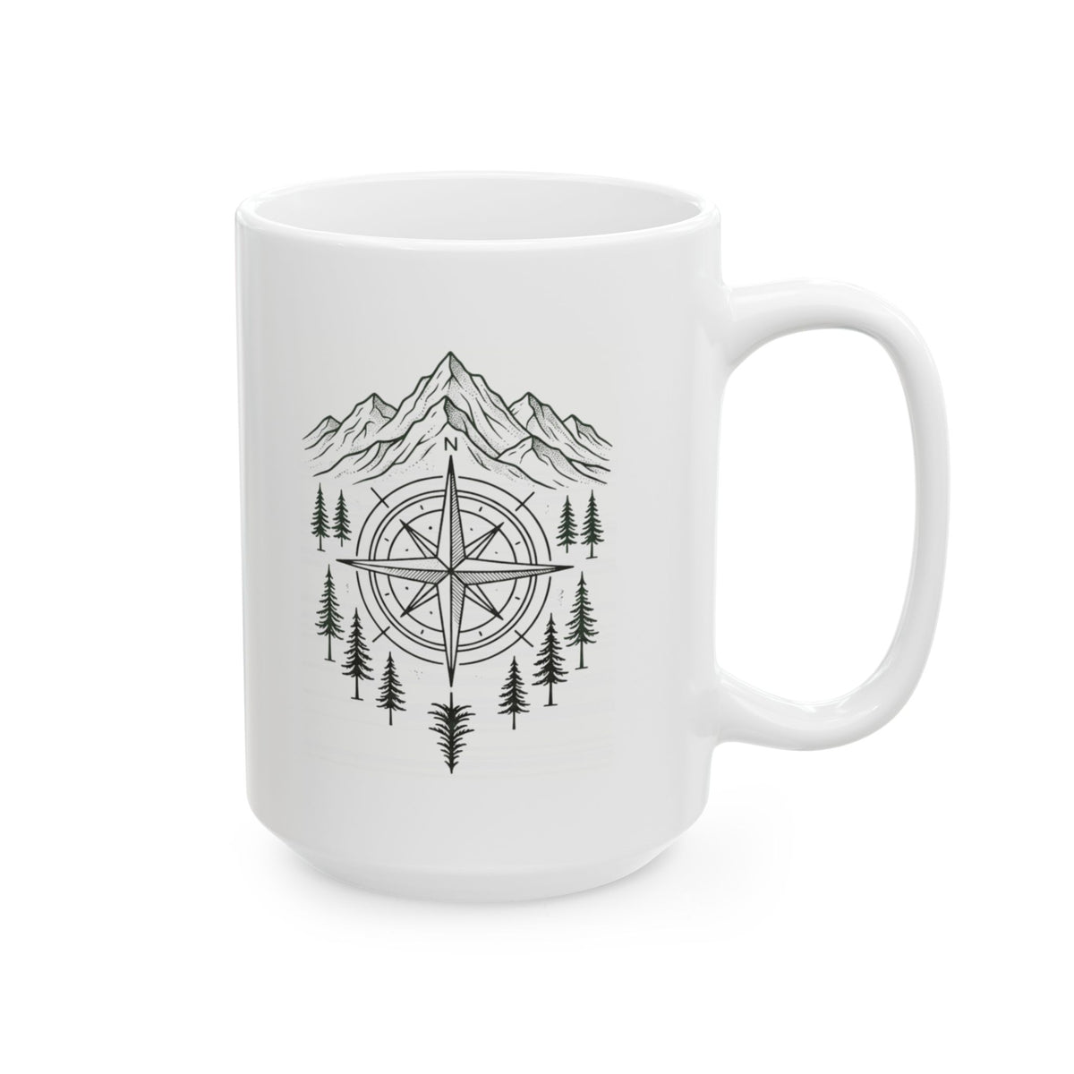 "Compass" White Ceramic Mug
