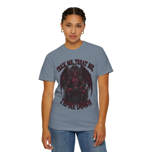 Color: Blue Jean | Trick Me Treat Me Tie Me Down Unisex Garment-Dyed Tee
