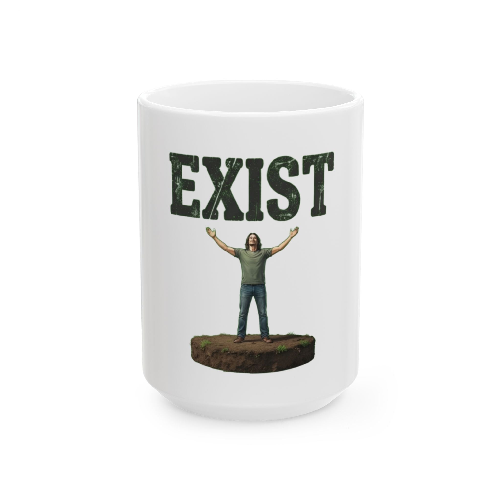 "I Exist" White Ceramic Mug — Graphic