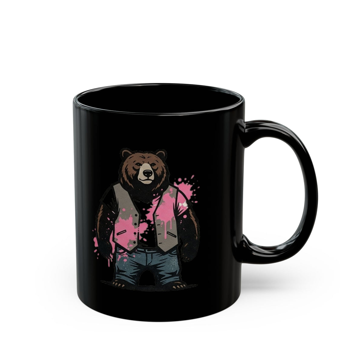 "Real Men Eat Pink" Black Ceramic Mug — Graphic