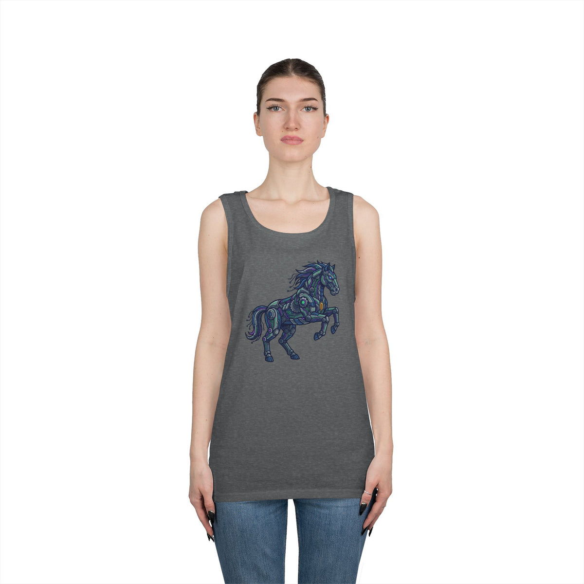 Color: Graphite Heather | Cyber Mustang Tank Top