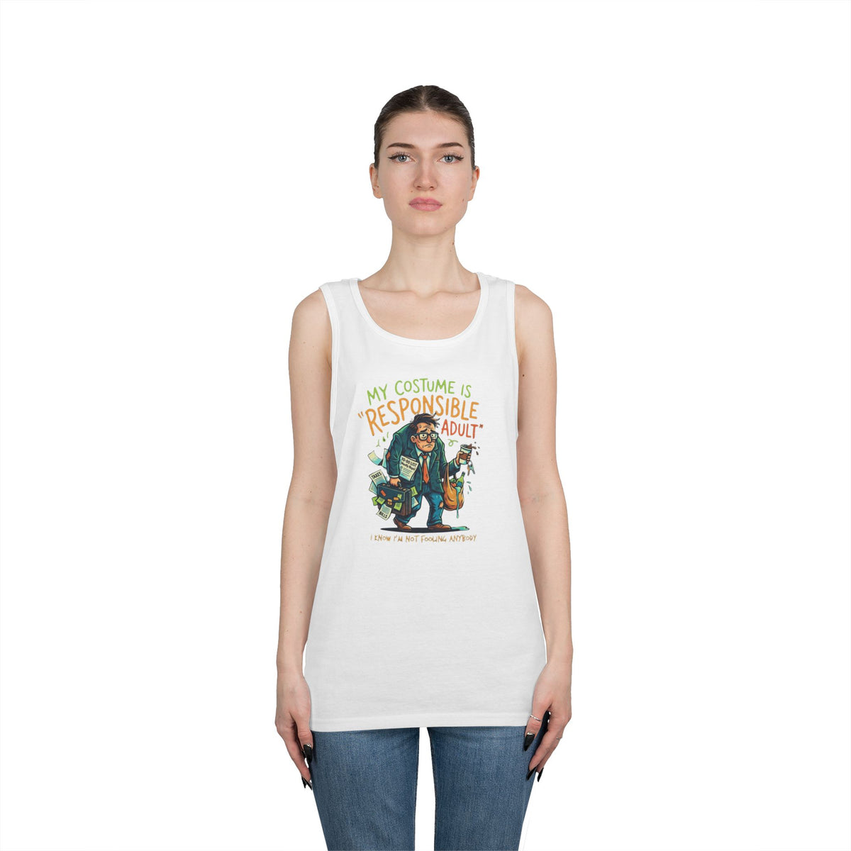 Color: White | Responsible Adult Costume Tank Top