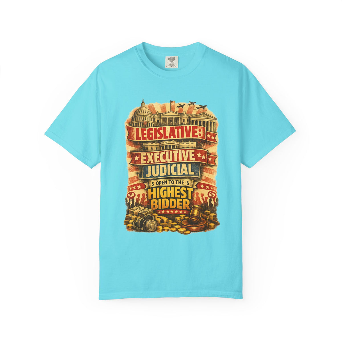 Color: Lagoon Blue | Highest Bidder Unisex Garment-Dyed T-shirt