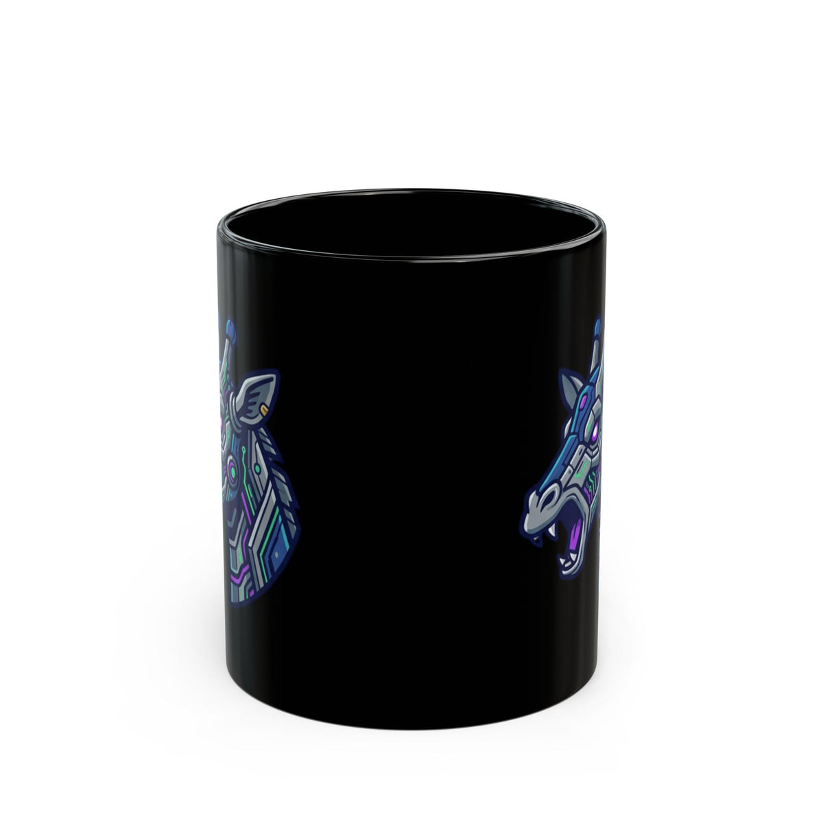 "Cyber Giraffe" Black Ceramic Mug — Graphic
