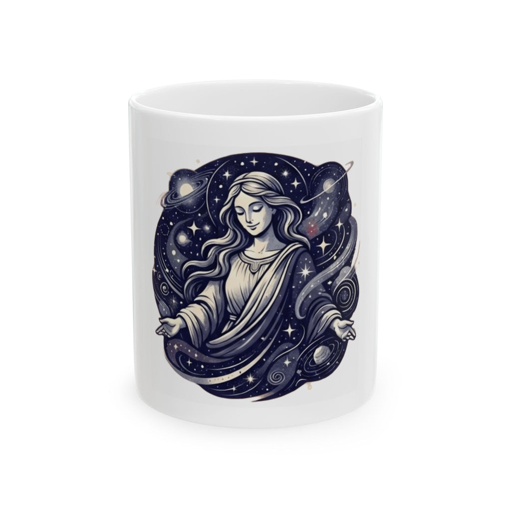 "God Works in Mysteroius Ways" White Ceramic Mug — Graphic