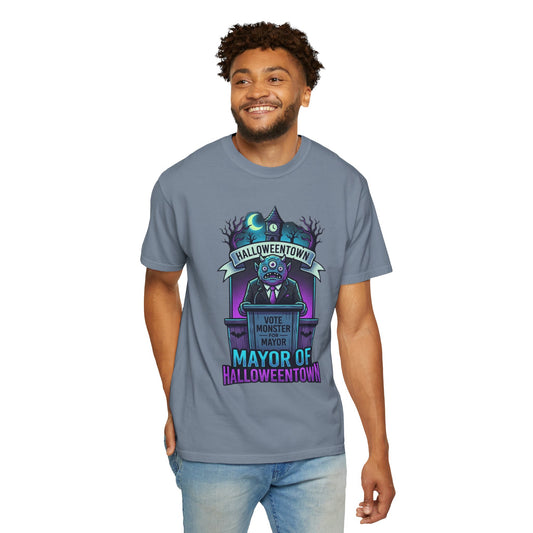 Color: Blue Jean | Mayor Of Halloweentown Unisex Garment-Dyed Tee