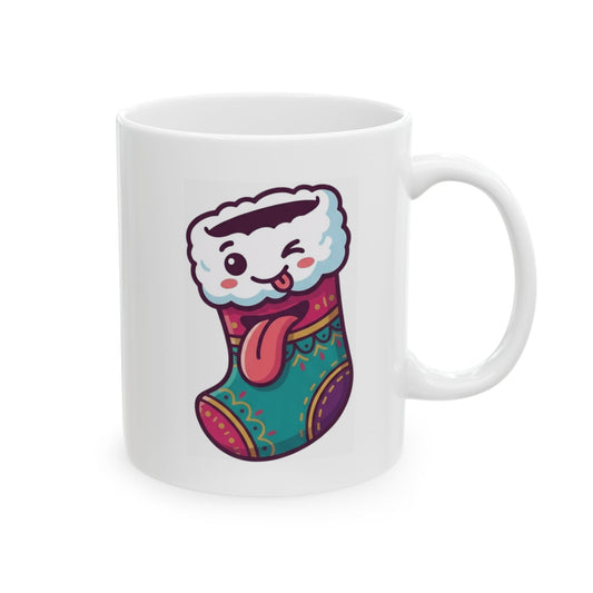 "My Stocking Is Hungry" White Ceramic Mug — Graphic