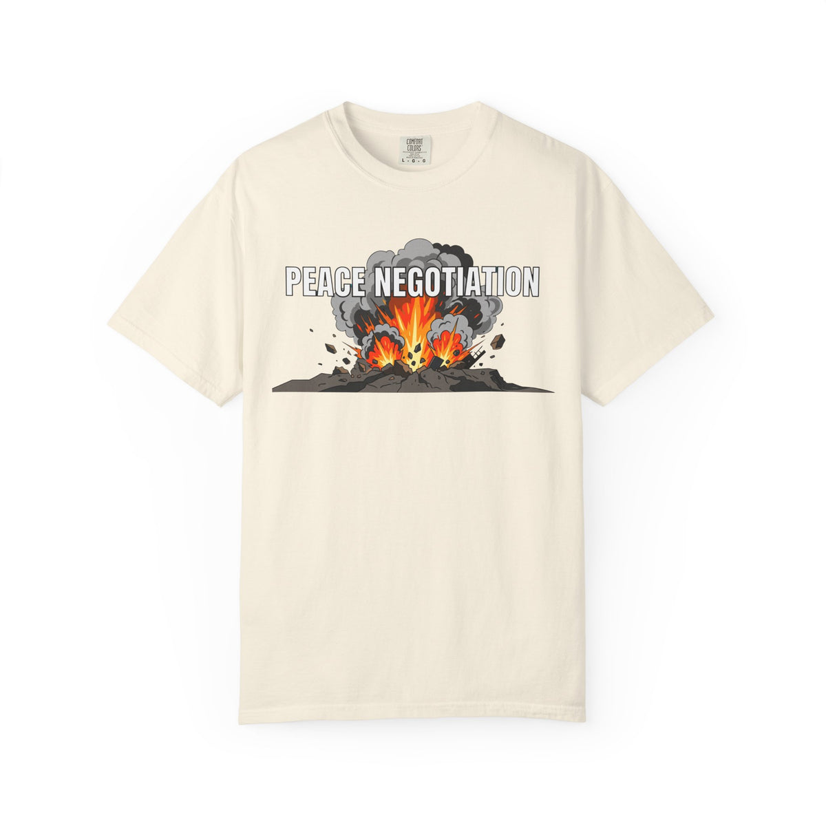 Color: Ivory | Peace Negotiation Unisex Garment-Dyed Tee