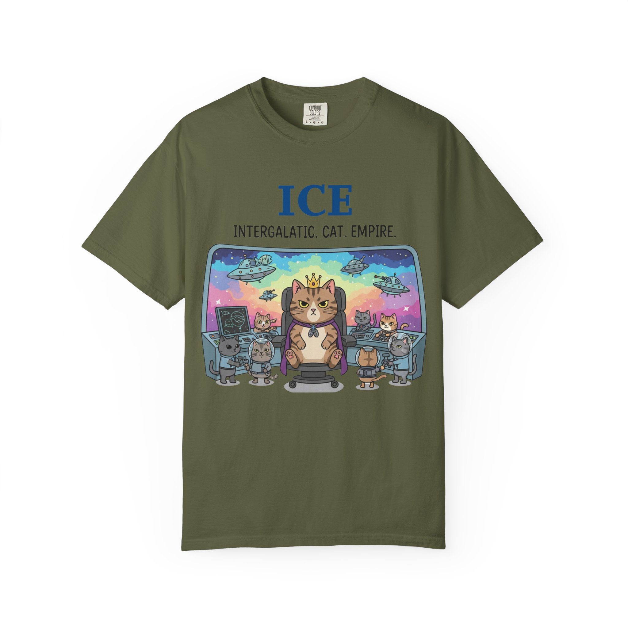 "ICE (Intergalactic Cat Empire)" Unisex Garment-Dyed T-shirt