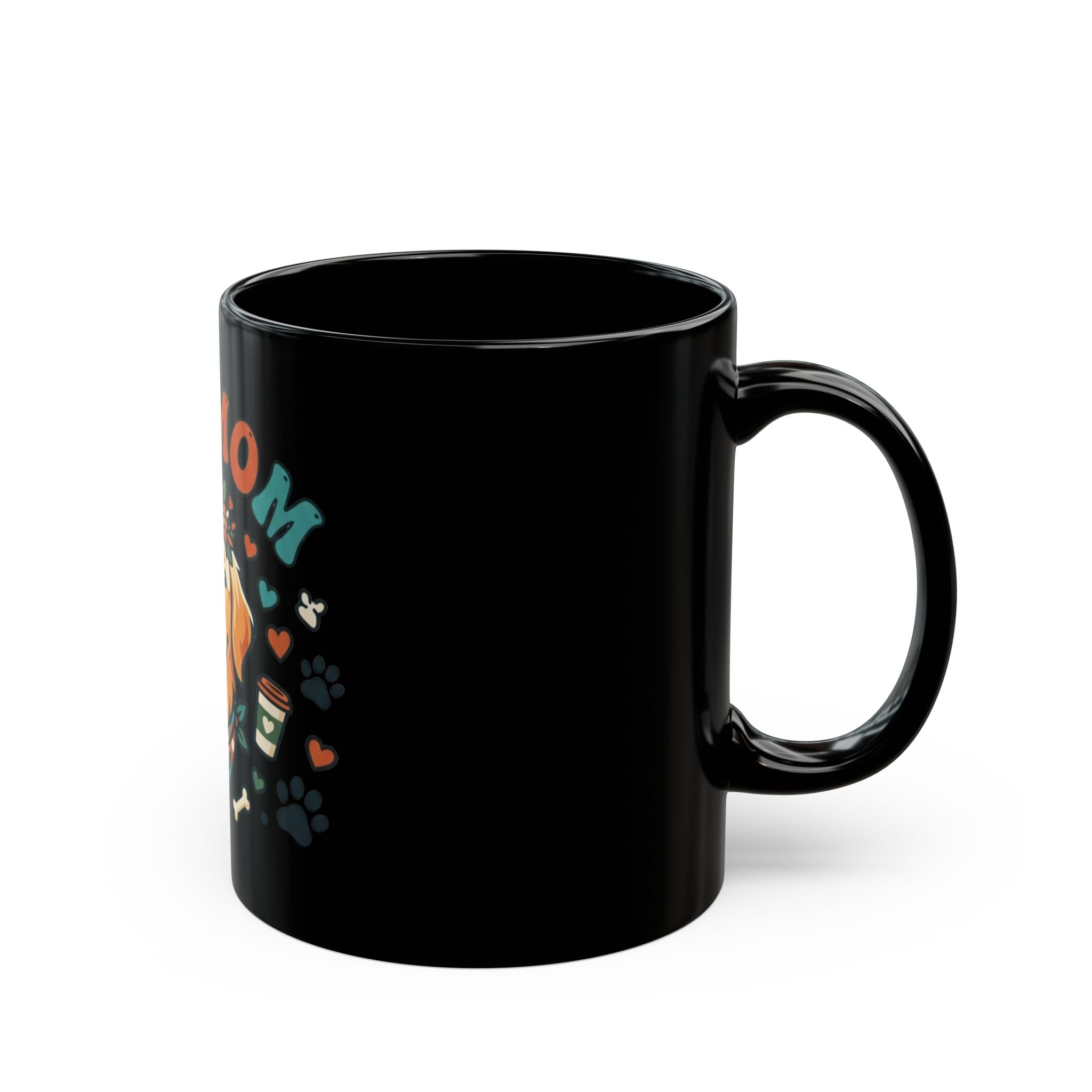"Dog Mom" Black Ceramic Mug