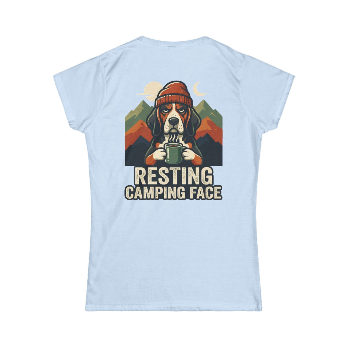Color: Light Blue | Resting Camping Face Women's Tee