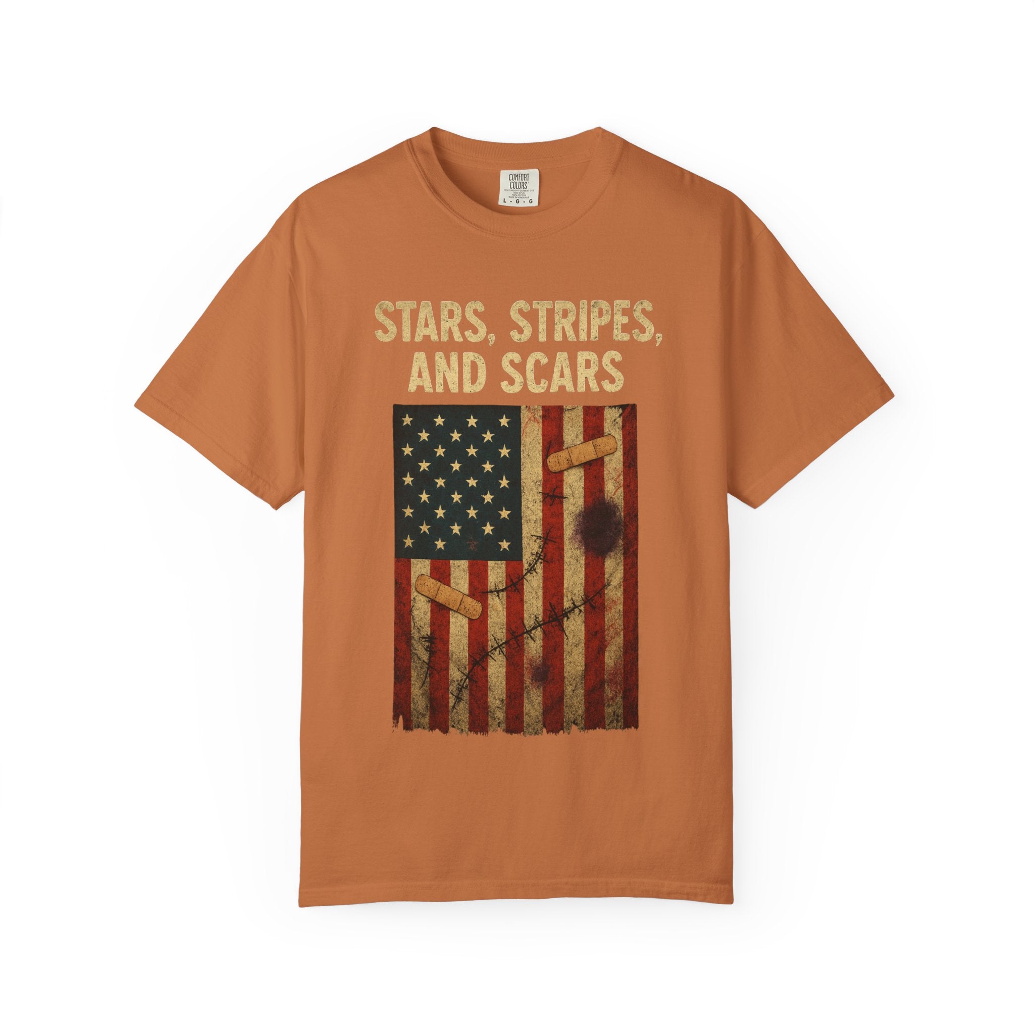 "STARS, STRIPES, AND SCARS" Unisex Garment-Dyed T-shirt