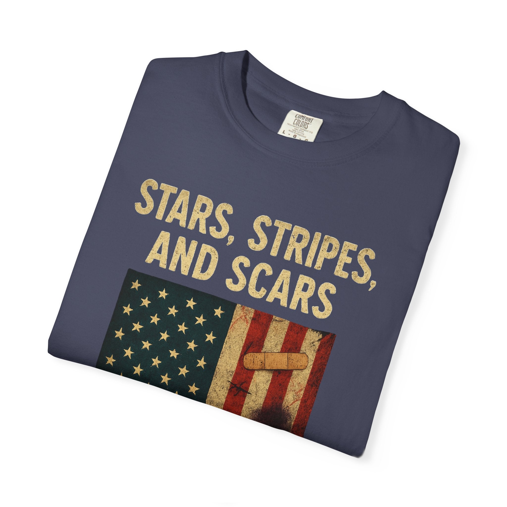 "STARS, STRIPES, AND SCARS" Unisex Garment-Dyed T-shirt