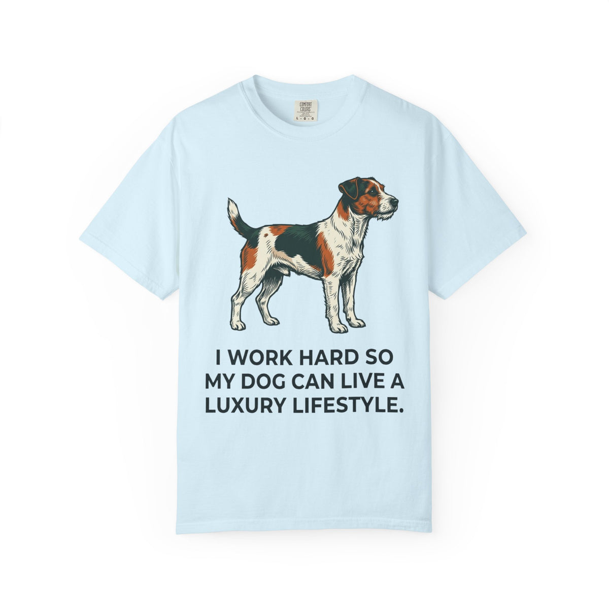 Color: Chambray | I Work Hard -1 Unisex Garment-Dyed T-shirt