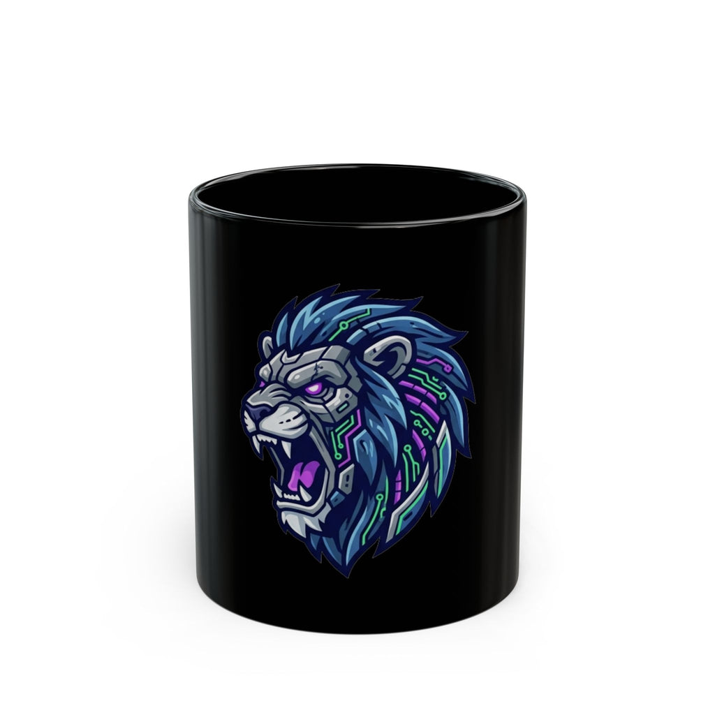 "Cyber Lion" Black Ceramic Mug — Graphic