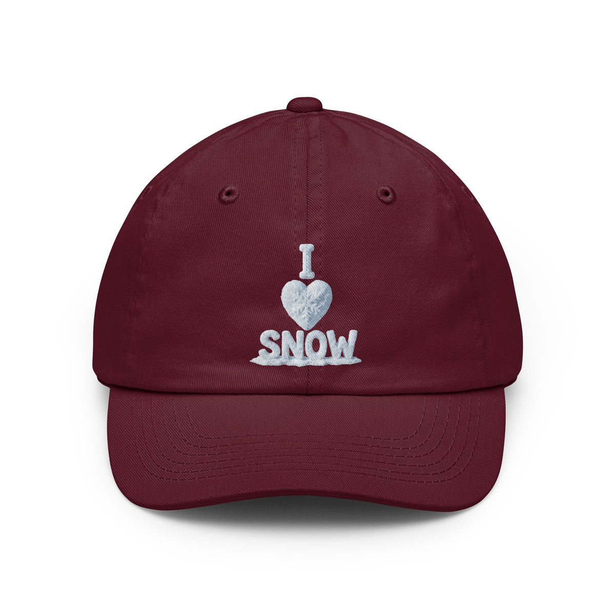 Color: Maroon | I Love Snow Dad Hat