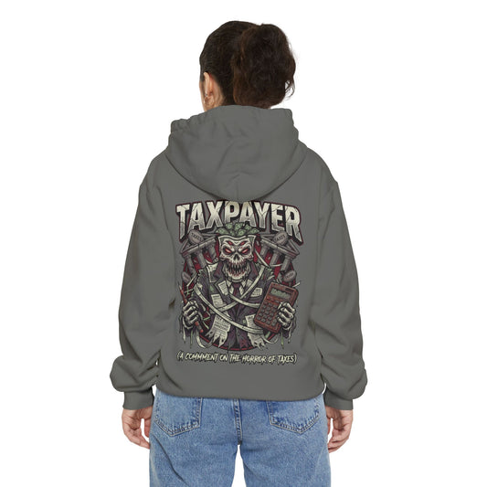 Color: Grey | Horror of Taxes Garment-Dyed Hoodie