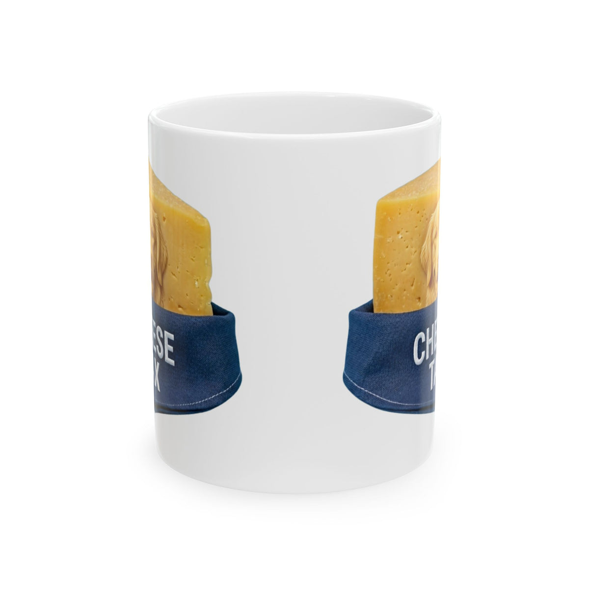 "Cheese Tax" White Ceramic Mug — Graphic