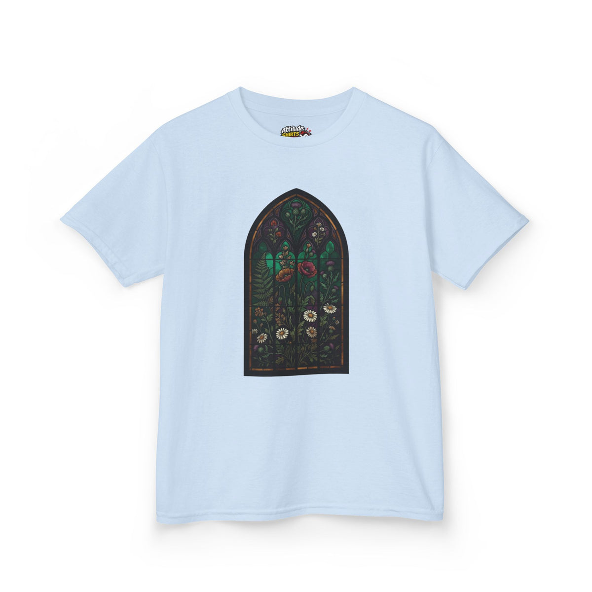Color: Light Blue | Stained Glass Floral Kids Tee