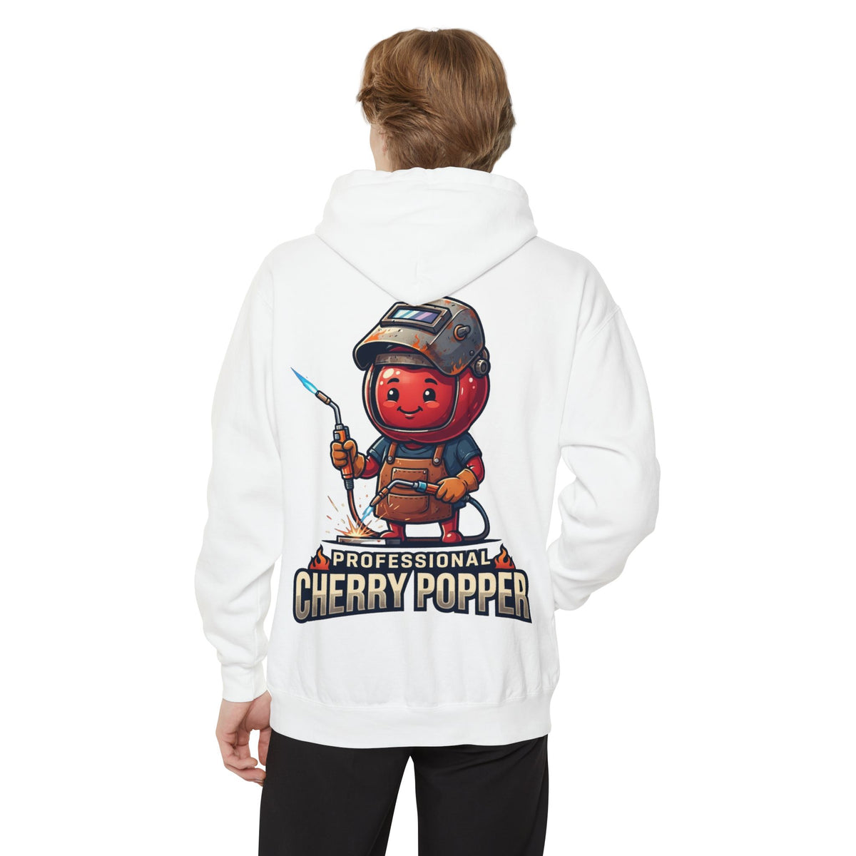 Color: White | Professional Cherry Popper Garment-Dyed Hoodie