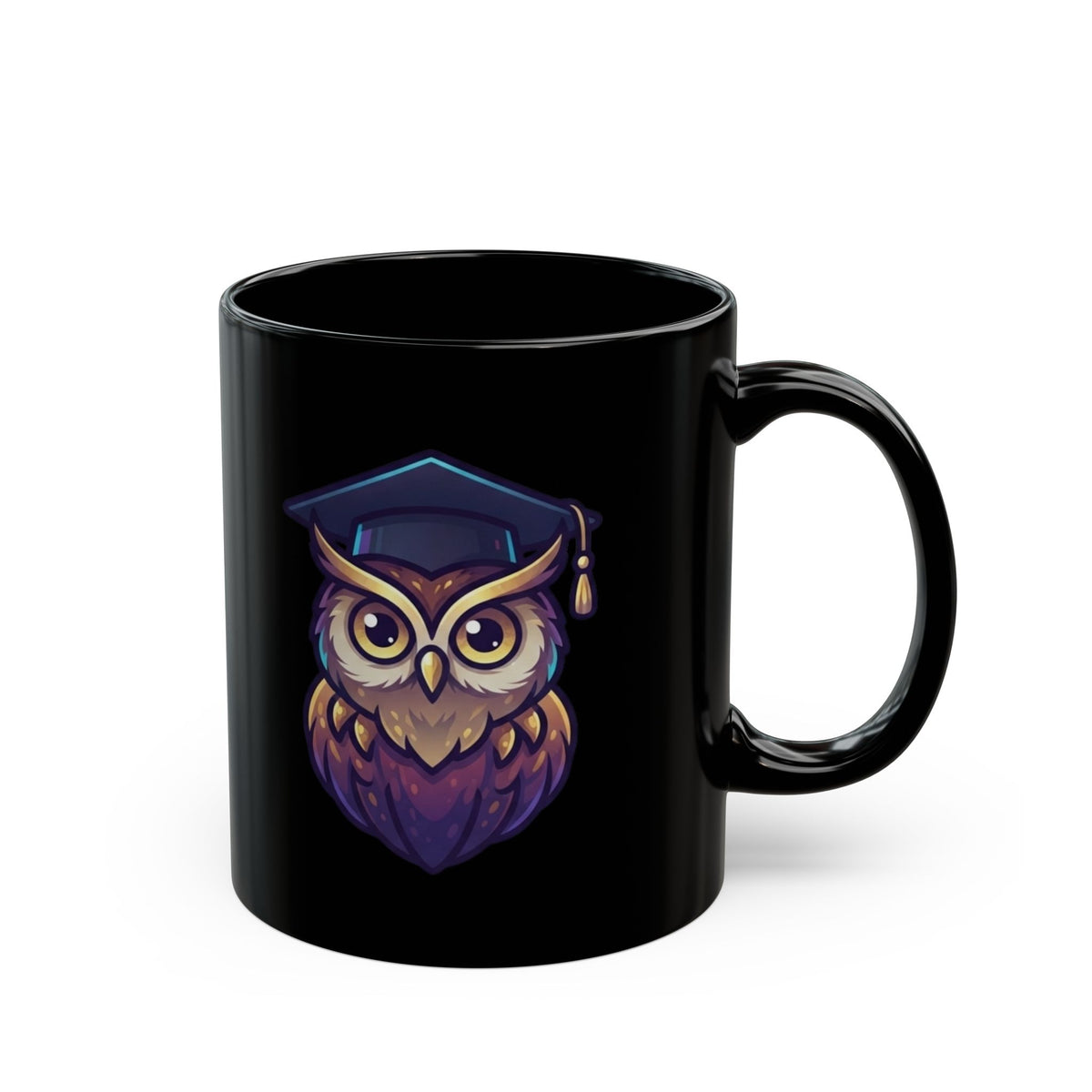 "Owl Credible" Black Ceramic Mug — Graphic