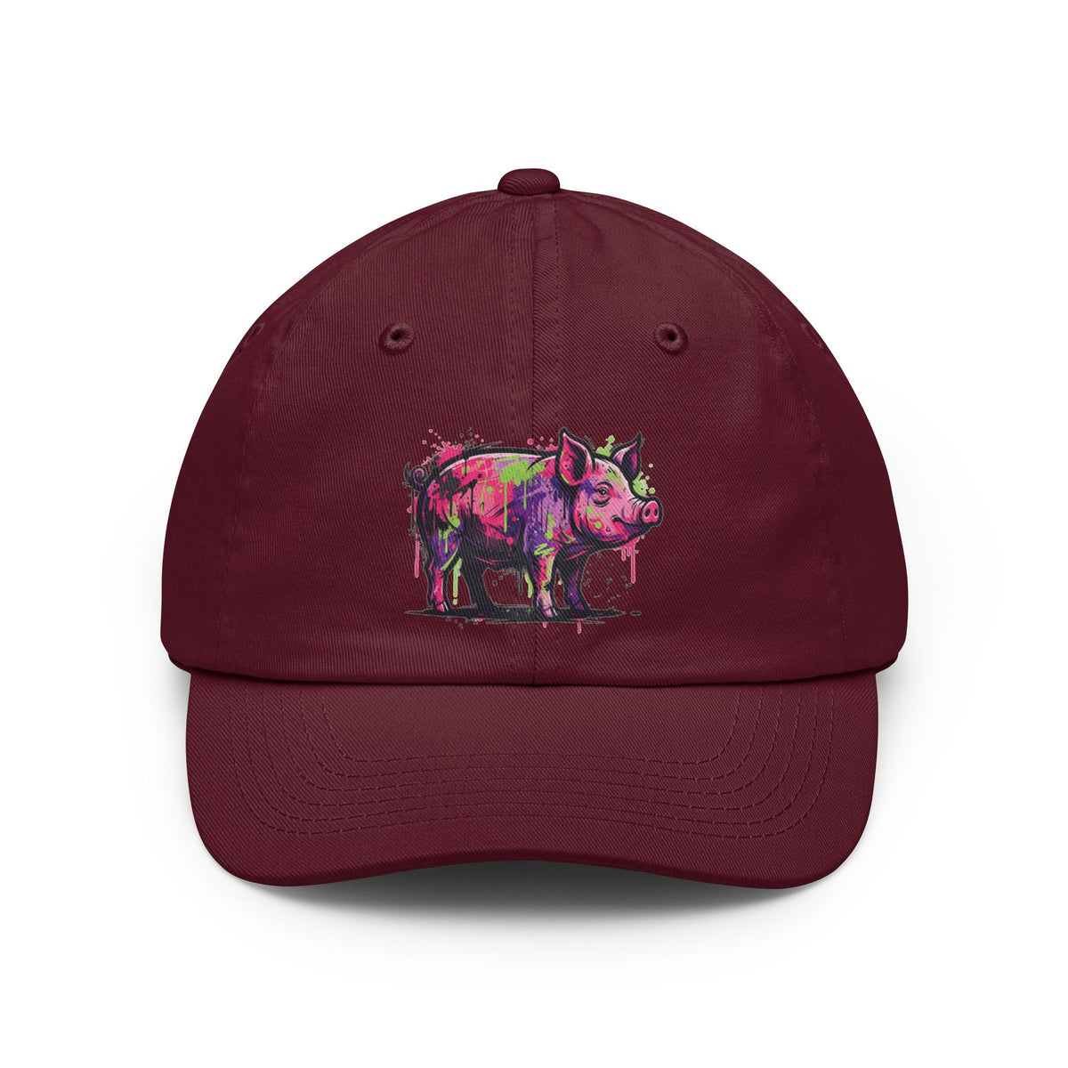 Color: Maroon | Barnyard Pig Dad Hat