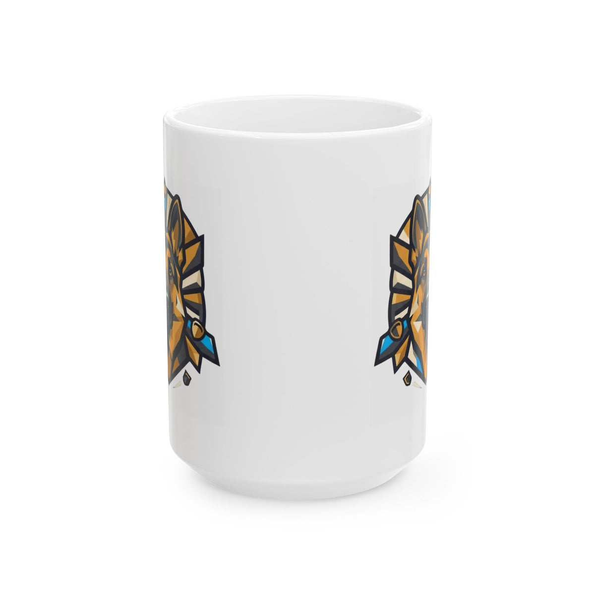 "German Shepherd Guardian Loyal Brave" White Ceramic Mug — Graphic
