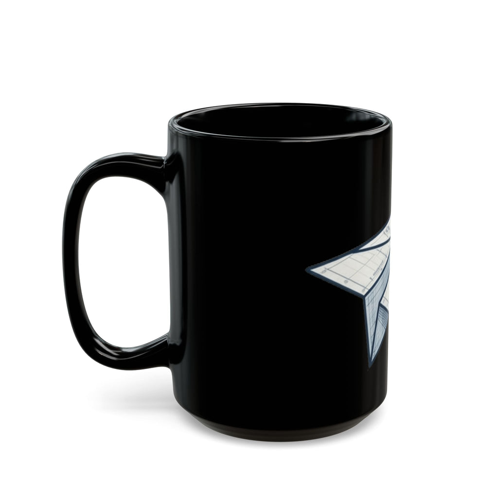 "Paper Plane Porterhouse" Black Ceramic Mug — Graphic