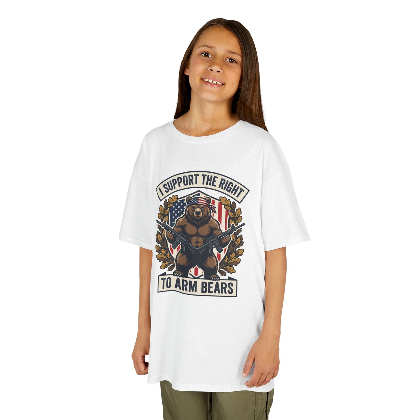 Kids T‑Shirt — "I Support The Right To Arm Bears" Patriotic Bear Graphic Tee